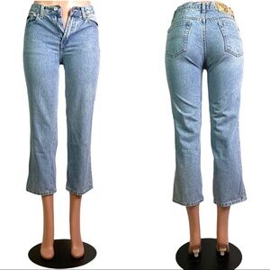 VINTAGE GLOBAL MIND BLUE WASHED JEANS 100% COTTON DENIM STRAIGHT CUT  WOMEN 28